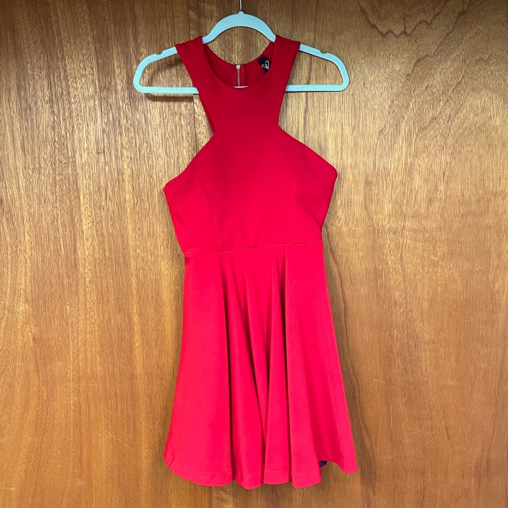 Red flowy dress